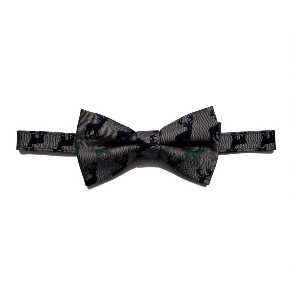 NWT Janie and Jack Baby Boys Gray Bow Tie with Moose Print Classic Preppy Winter